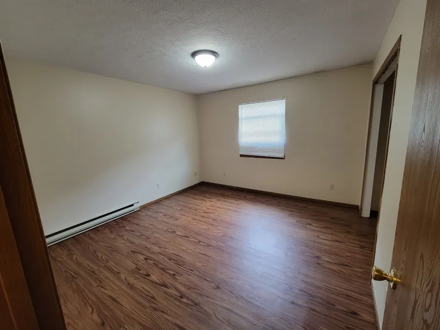 Unfurnished Deluxe bedroom with a window and wood-look flooring